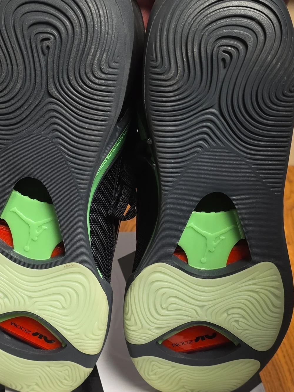 Jordan Men's Sneakers in Black with Green and Red Jumpman